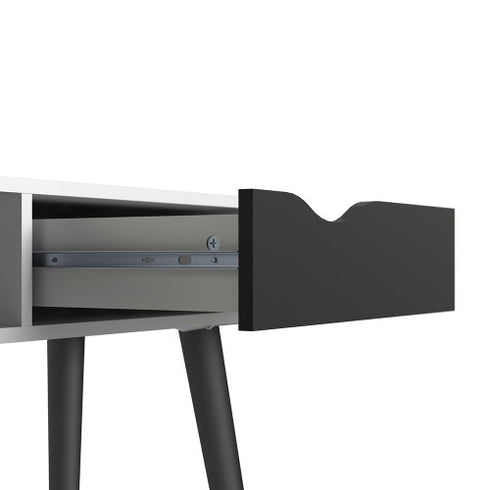 *Oslo Console Table 1 Drawer 1 Shelf in White and Black Matt